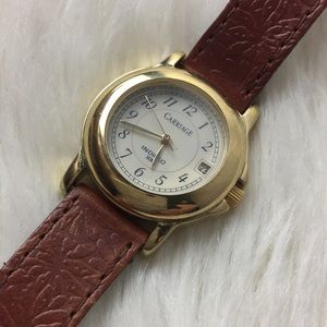Carriage Timex Indiglo Trendy Watch Gold Tone Date
